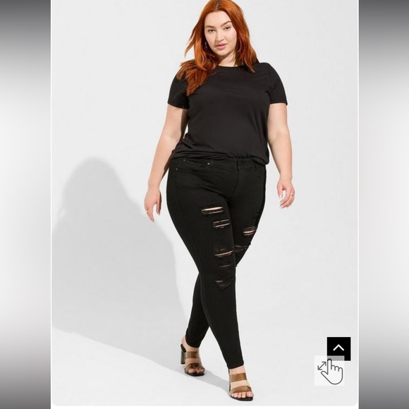 Torrid Bombshell Skinny Premium Stretch High-Rise Destructed Jean - Picture 13 of 15